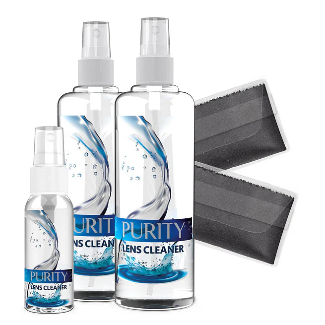 Purity Lens Cleaner Combo - Lens Cleaner Spray Bottle and Microfiber Cloth Questions & Answers